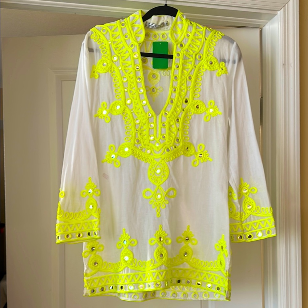 Mariana Penteado Tunic with Neon Yellow Embroidery